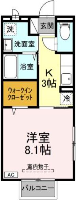 シャルマンクールⅡ(1K/2階)の間取り写真