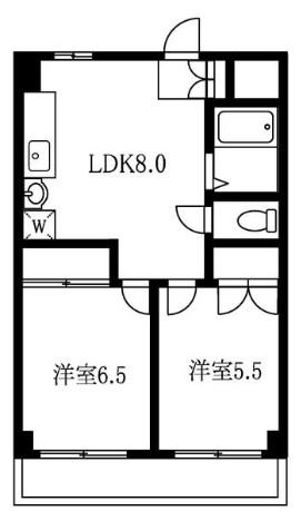 ハイツ高千穂(2LDK/4階)の間取り写真