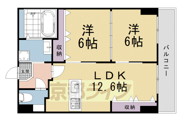 GENSAKIZOVILLA烏丸四条(2LDK/4階)の間取り写真