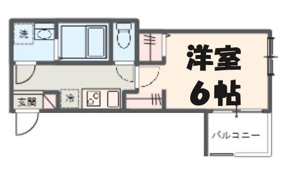 MELDIA武里Ⅲ(1K/1階)の間取り写真