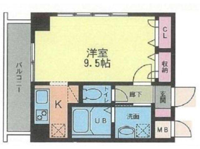 茶木ビル(1K/3階)の間取り写真