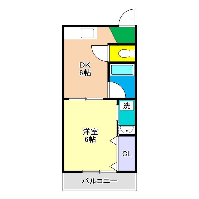 ドリームハウス1(1DK/2階)の間取り写真