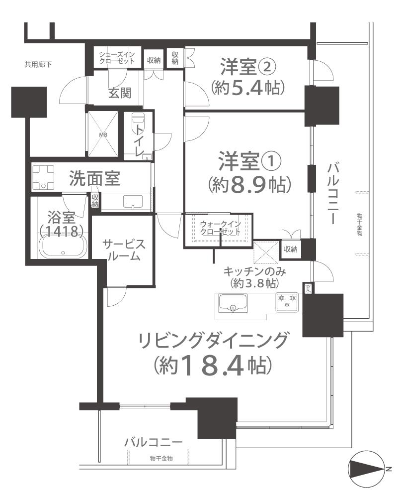 プラウドタワー岡山(2SLDK/24階)の間取り写真