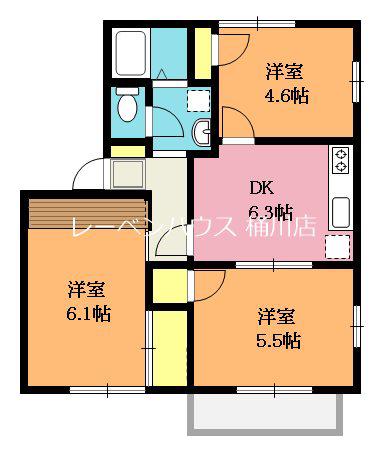 小沢ハイツC棟(3DK/1階)の間取り写真