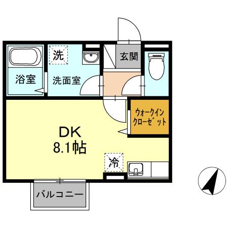 ファルコーネ(ワンルーム/1階)の間取り写真