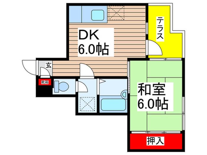 サンライト八千代台(1DK/2階)の間取り写真