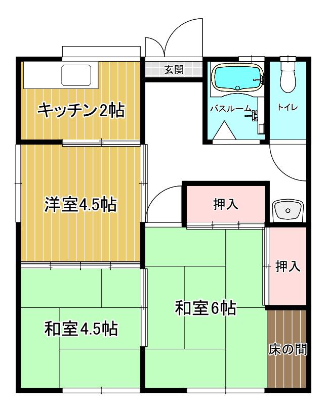 山本アパートA棟(3K/1階)の間取り写真