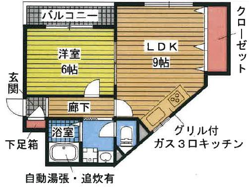 ビューポート神田(1LDK/2階)の間取り写真