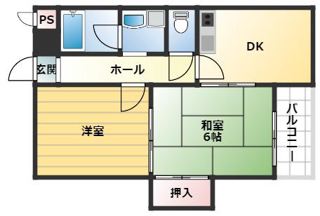 アバンティ森ノ宮(2DK/2階)の間取り写真