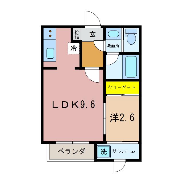 ライフワン・ドリーム(1LDK/1階)の間取り写真