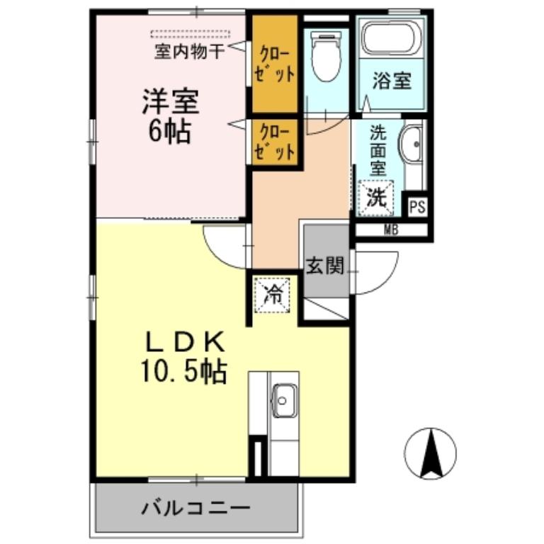 フローラハイム(1LDK/3階)の間取り写真