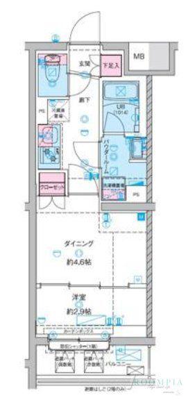 GENOVIA竹ノ塚(1DK/2階)の間取り写真