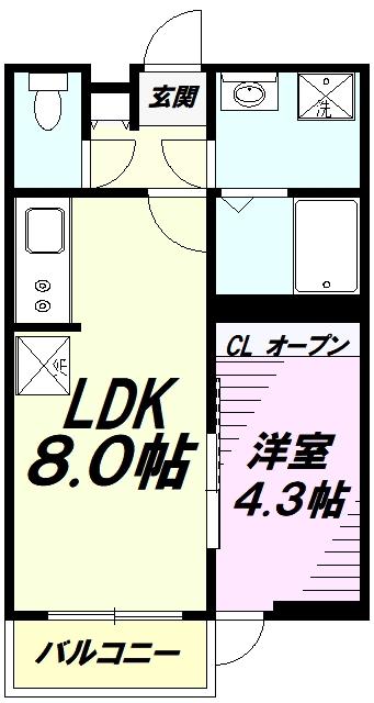 カインドネス八王子元本郷(1LDK/1階)の間取り写真