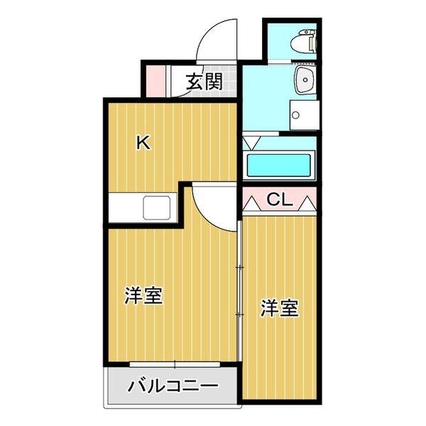 カーサフォルトゥナート羽曳野I(1DK/2階)の間取り写真