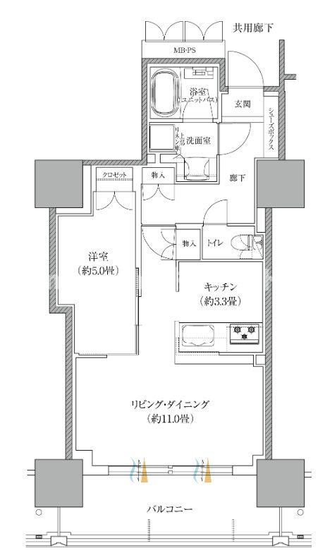 ローレルタワー堺筋本町(1LDK/21階)の間取り写真