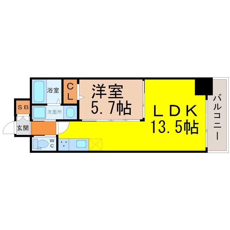 LAVITA IZUMI(1LDK/8階)の間取り写真