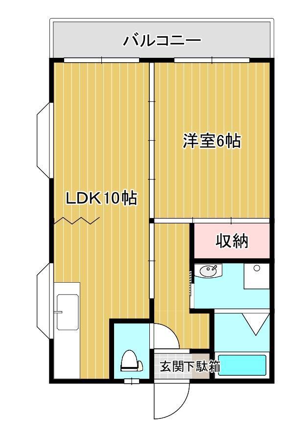 TKビル(1LDK/3階)の間取り写真