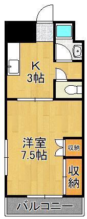 美峰ハイツ(1K/3階)の間取り写真