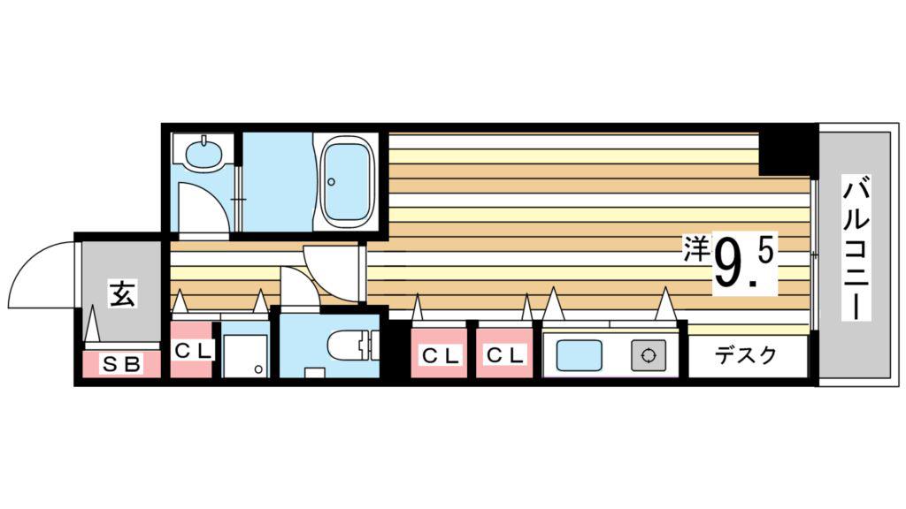 フレックス芦屋(ワンルーム/3階)の間取り写真