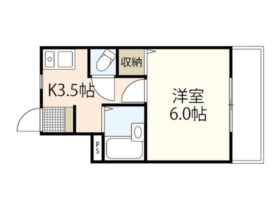 フルーレ矢野(1K/1階)の間取り写真