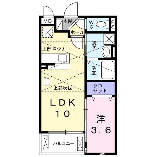 イーストI(1LDK/2階)の間取り写真