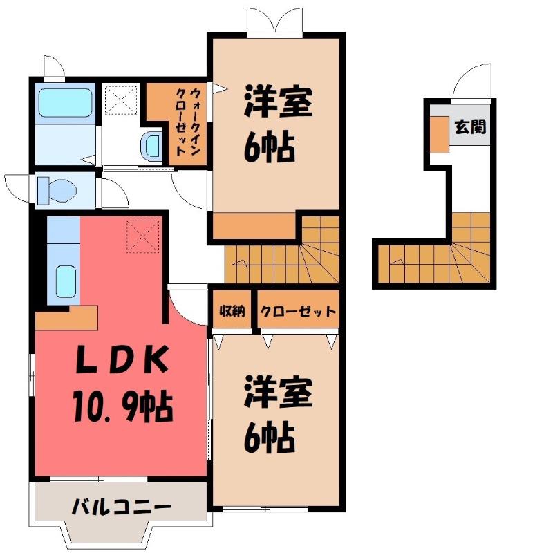 シャトン ブリエ(2LDK/2階)の間取り写真
