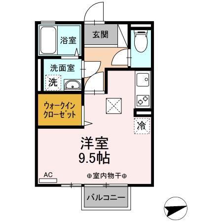 フォレストコート(ワンルーム/1階)の間取り写真