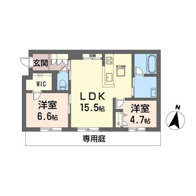 シャーメゾン春日(2LDK/1階)の間取り写真