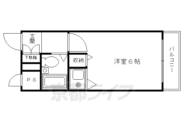 DETOM-1四条大宮Ⅱ(ワンルーム/4階)の間取り写真