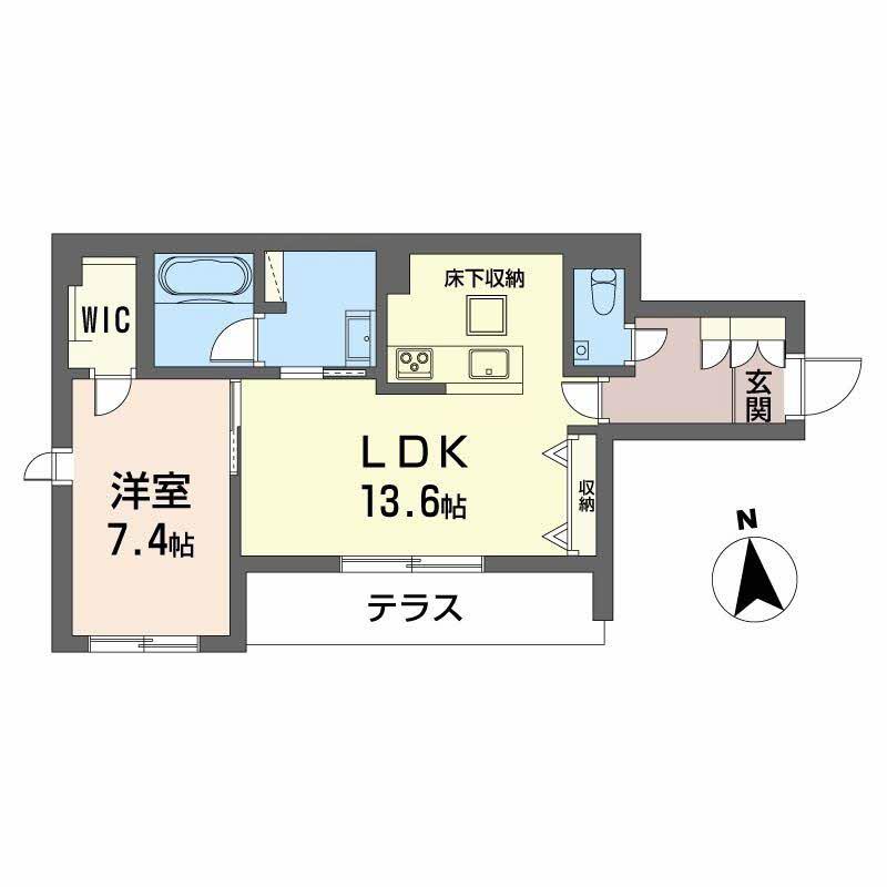 輝 阪南町(1LDK/1階)の間取り写真