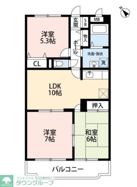 エメロード長沼(3LDK/3階)の間取り写真
