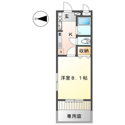 ブロードハイツ共栄(1K/1階)の間取り写真
