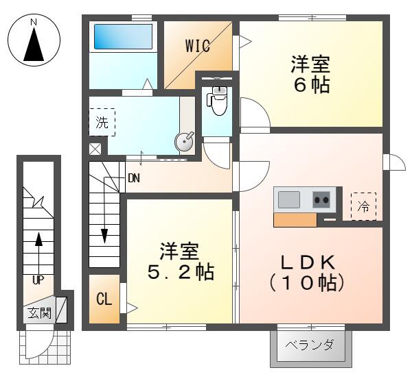 エスポワール(2LDK/2階)の間取り写真
