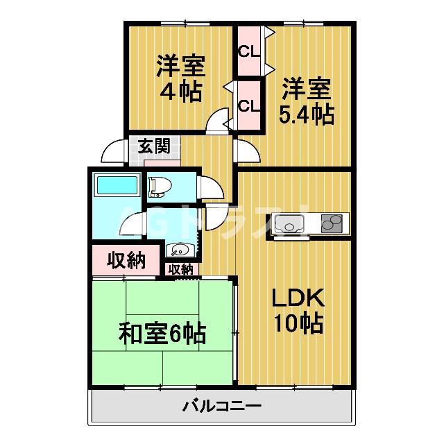 エータイマンション(3LDK/4階)の間取り写真