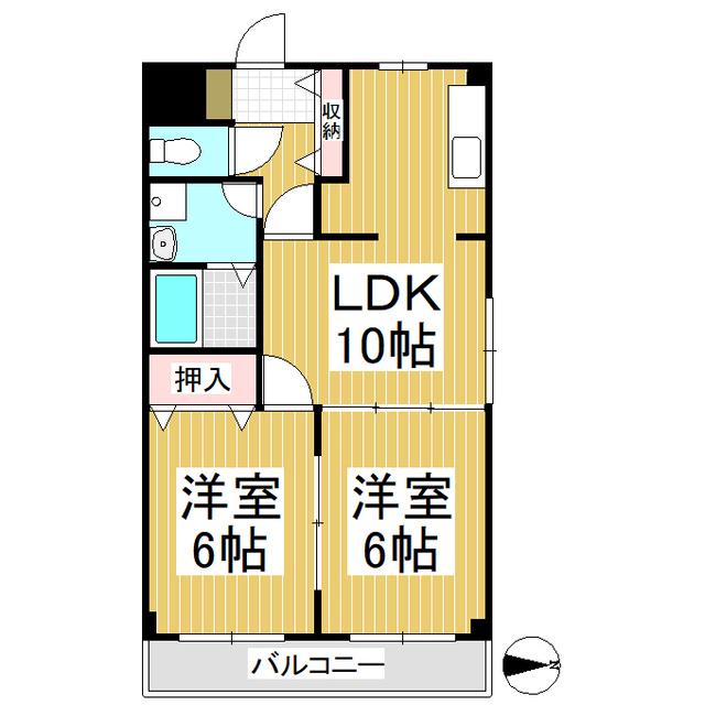 レジデンス三輪(2LDK/3階)の間取り写真