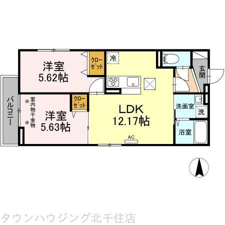 ラリュール南花畑(2LDK/1階)の間取り写真