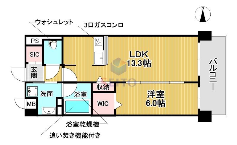 クリアコート元町(1LDK/1階)の間取り写真