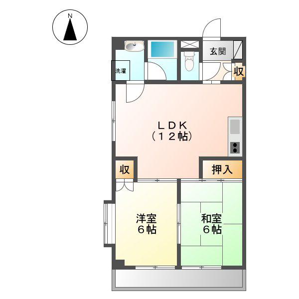 OVEST(2LDK/4階)の間取り写真