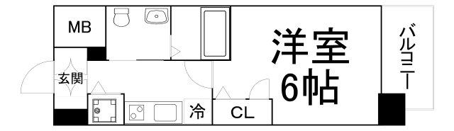 エスリード谷町6丁目(1K/9階)の間取り写真