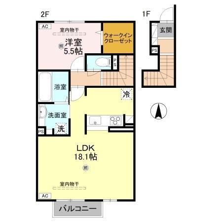 LAMURE(1LDK/2階)の間取り写真