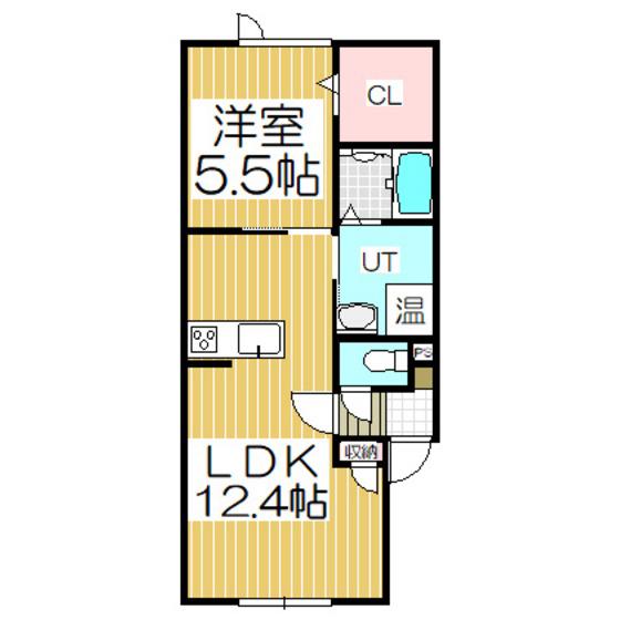 ラフィーネ東町5(1LDK/1階)の間取り写真