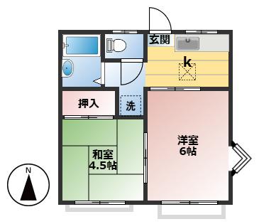 日暮里・舎人ライナー 扇大橋駅 徒歩15分 2階建 築37年(2K/1階)の間取り写真