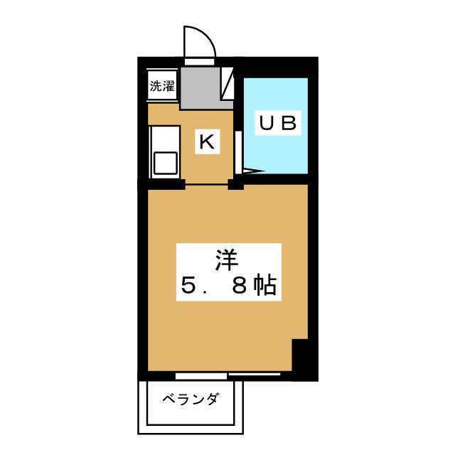 フレクションB(ワンルーム/2階)の間取り写真