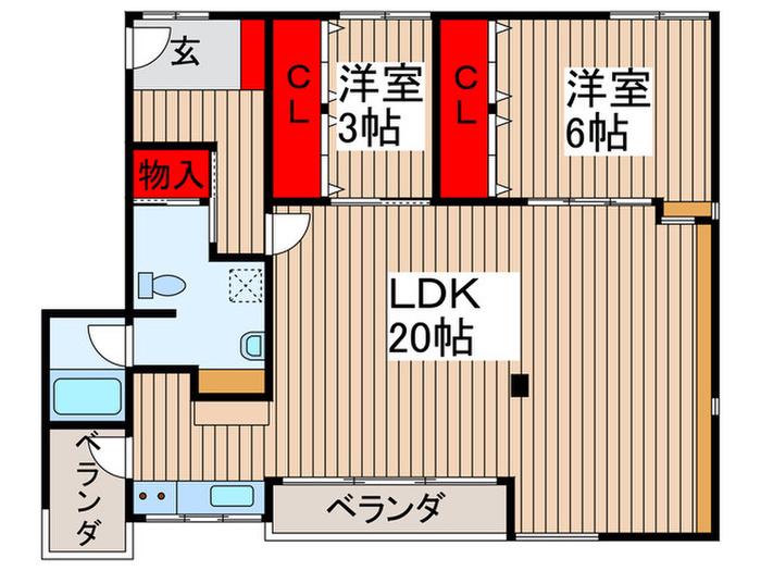 フォーサムハウス(2LDK/2階)の間取り写真