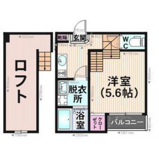 M8番館(1K/2階)の間取り写真