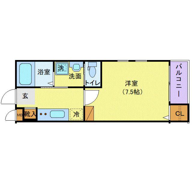 アリュール薬師堂駅前(1K/3階)の間取り写真