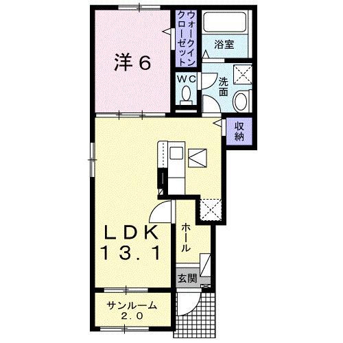 グランディール(1LDK/1階)の間取り写真