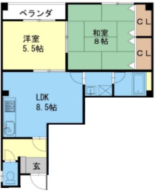 メゾン・メイプル(2LDK/2階)の間取り写真