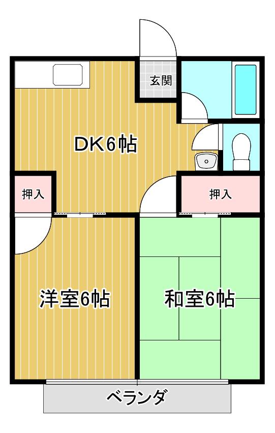 はうすあづみ A(2DK/2階)の間取り写真