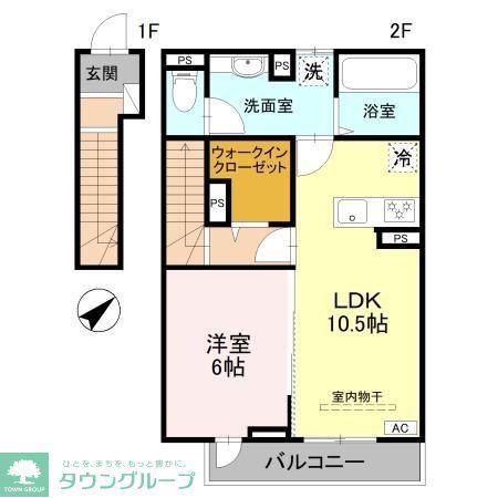 RESIDENCE歌川町 A棟(1LDK/2階)の間取り写真